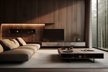 modern living room interior design brown theme