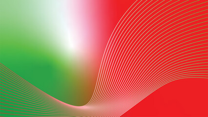 abstract wavy tech lines red white green flag colour gradient background © Dipak