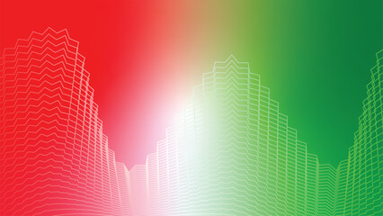 abstract wavy tech lines red white green flag colour gradient background © Dipak