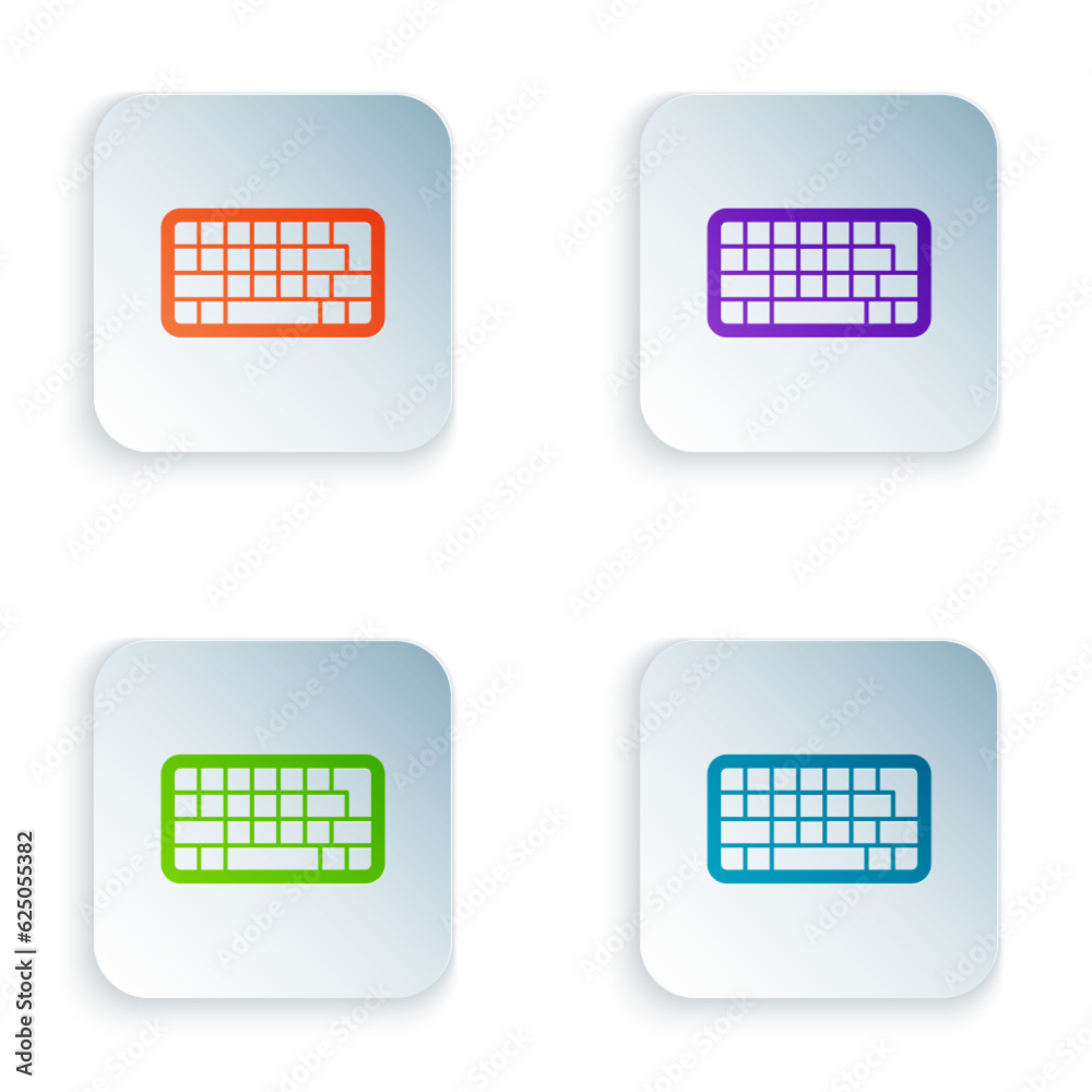 Poster color computer keyboard icon isolated on white background. pc component sign. set colorful icons in 