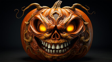 Scary halloween pumpkin. Generative AI.