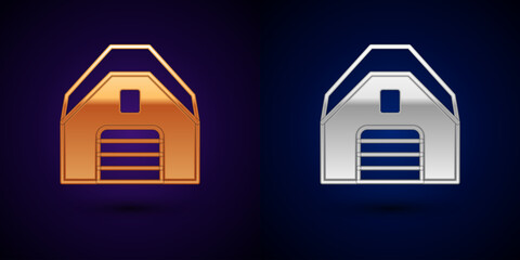 Gold and silver Garage icon isolated on black background. Vector