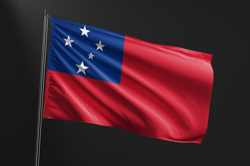 3d illustration flag of Samoa. Samoa flag waving isolated on black background. flag frame with empty space for your text.