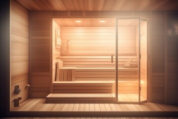 Modern wooden sauna. Generate Ai