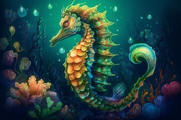 Seahorse underwater. Generate Ai