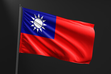 3d illustration flag of Taiwan. Taiwan flag waving isolated on black background. flag frame with empty space for your text.