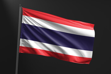 3d illustration flag of Thailand. Thailand flag waving isolated on black background. flag frame with empty space for your text.