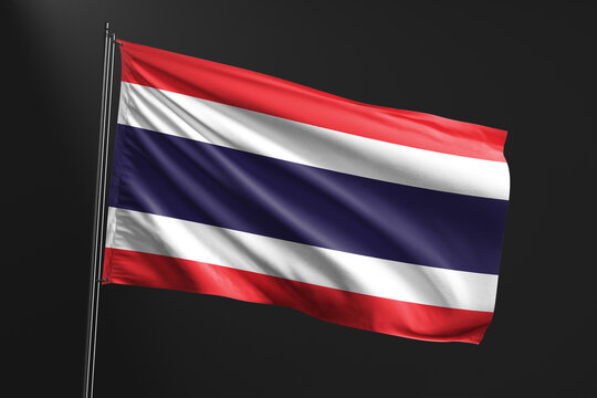 3d illustration flag of Thailand. Thailand flag waving isolated on black background. flag frame with empty space for your text.