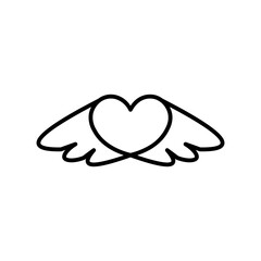heart wings line icon