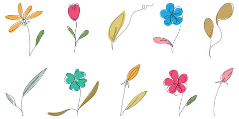 Hand Drawn Floral Doodles.Hand Drawn Floral Elements.Illustration in hand drawn line style.Vector elements for wedding design.Trendy for tattoo design.Vector elements for logo design. 