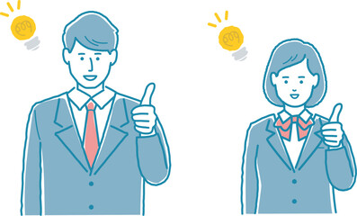 いいねポーズをとっている学生　男女