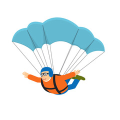 Parachutist. Man jumps with a parachute, vector illustration