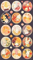 Lovey bunny stickers. Created with Generative AI technology.