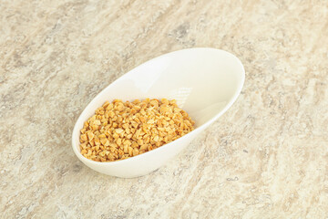 Crunched roasted peanut in the bowl