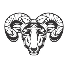 goat headband bandana line art. Farm Animal. goat logos or icons. vector illustration