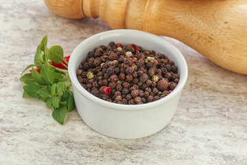 Peppercorn mix heap in the bowl