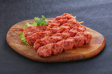 Raw beef kebab minced meat