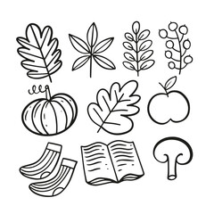 Autumn season element set doodle icons sign