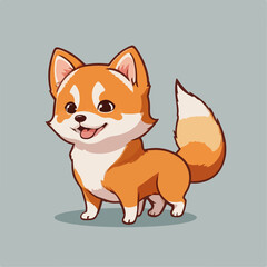 2D cute Shiba Inu mascot Character