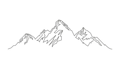 Mountain landscape in one line. One continuous mountain line. Vector illustration