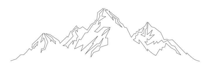 Wall murals One line Mountain landscape in one line. One continuous mountain line. Vector illustration