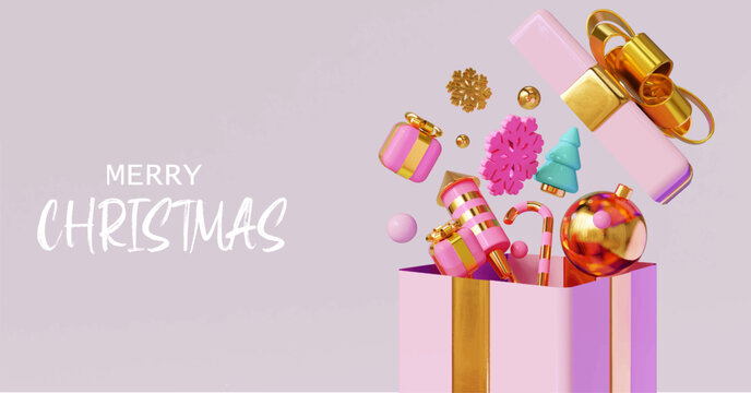 merry christmas style 2024 3d render vector gift sale holiday