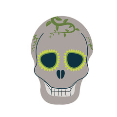 Dead day skull. Mexican sugar human head bones. Halloween tattoo. Dia de los muertos. Flat vector illustartion.