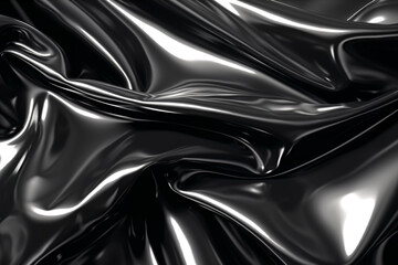 Dark and Reflective: Synthetic Material with Fold Lines on Black Plastic. Generative AI
