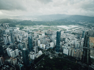 Fototapeta na wymiar Shenzhen ,China - May 29, 2022: Aerial view of landscape in shenzhen city, China
