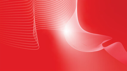 abstract wavy technology lines red white red flag color gradient background