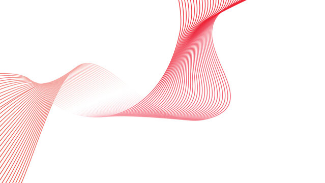 abstract wavy tech lines isolated white red flag gradient background