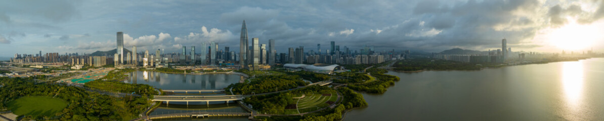 Shenzhen ,China - June 2, 2022: Aerial view of landscape in shenzhen city, China