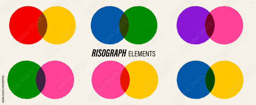 Leinwandbilder risorgraphic style elements. bright circles with blending modes. texture on overlay illustrations. v
