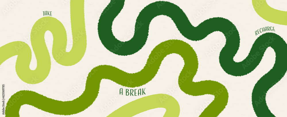 Aufkleber Trendy vibrant patterns. Baby naive illustrations with lines. Simple vector background with texture and fur lines. In green colors.