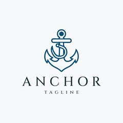 Anchor logo design vector illustration