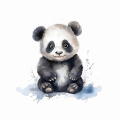 panda, watercolor style Generative AI
