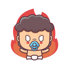 cute baby cartoon with angry expression