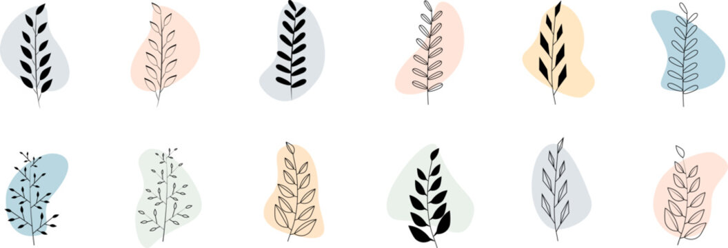 Set of black laurels frames branches. Vintage laurel wreaths collection. Hand drawn vector laurel leaves decorative elements. Leaves, swirls, ornate, award, icon. Vector illustration.