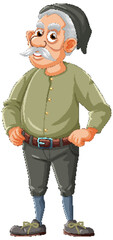 Old man cartoon character with mustache