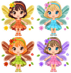 Cute Fairy Girl Cartoon Character Vector