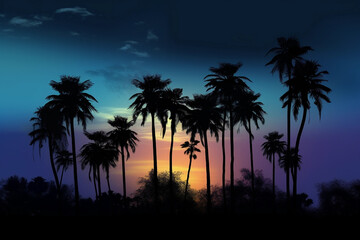 Fototapeta na wymiar Palm tree silhouettes, Generative AI