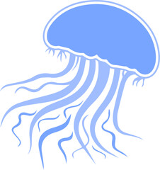 Blue jellyfish icon. Vector illustration. Flat design.	