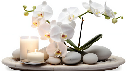 Fototapeta na wymiar White orchid with candles