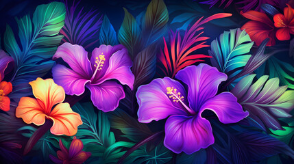 Fototapeta na wymiar Floral tropical background