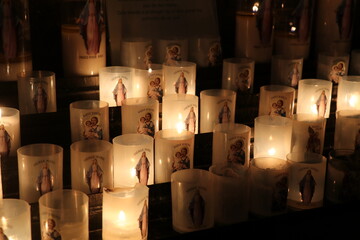 votive candles for the virgin Mary (Vierge Marie) and Saint Joseph