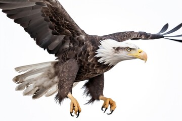 Bald Eagle Flying with White Background. Generative AI