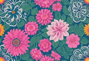 Fototapeta premium Seamless floral pattern. Design for wallpaper, wrapping paper, background, fabric.
