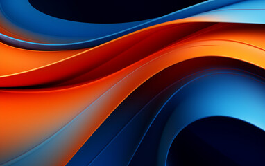 Blue and orange wavses abstract wallpaper background for desktop