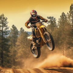 Fototapeta na wymiar Motocross rider photo realistic illustration - Generative AI.
