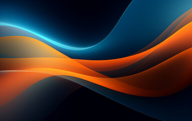 Blue and orange wavses abstract wallpaper background for desktop